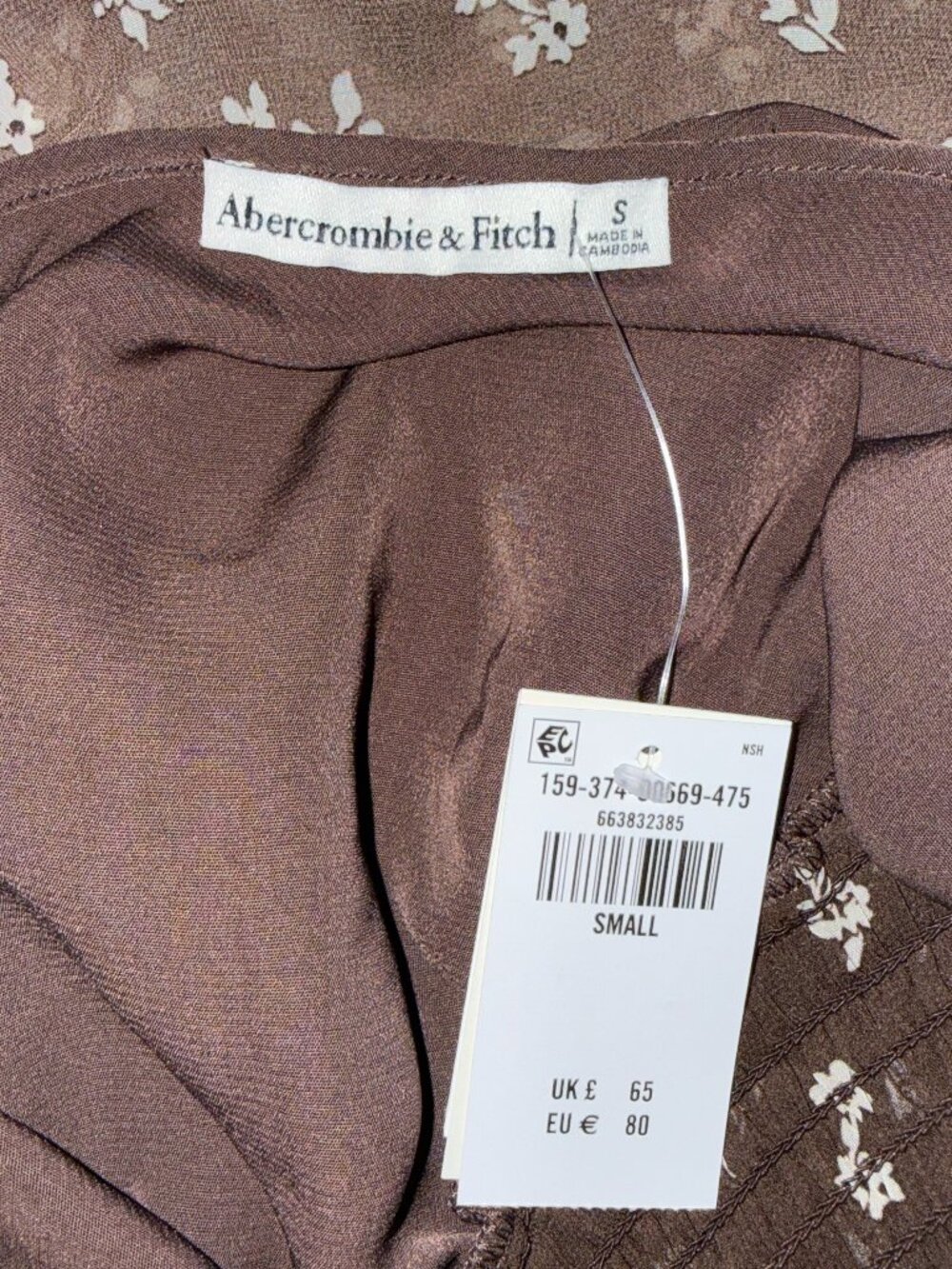 Abercrombie & Fitch Brown Floral Ruffle Mini Dress S NWT - Picture 5 of 5